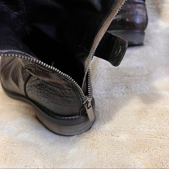 Ma & Lo Croc Embossed Tall Boots - Picture 11 of 14